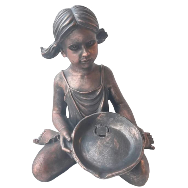Heissner Girl with Bowl Water Spitter - Size: 44 x 25 x 45cm - Brown - Wilko - image 1