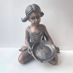 Heissner Girl with Bowl Water Spitter - Size: 44 x 25 x 45cm - Brown - Wilko - thumbnail 3