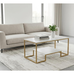 Alivio Single Shelf White Modern Industrial Coffee Table - Size: 50 x 48 x 100cm - Wilko - thumbnail 5