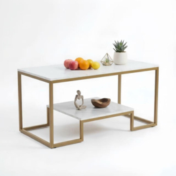 Alivio Single Shelf White Modern Industrial Coffee Table - Size: 50 x 48 x 100cm - Wilko - thumbnail 3