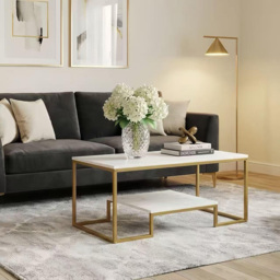 Alivio Single Shelf White Modern Industrial Coffee Table - Size: 50 x 48 x 100cm - Wilko - thumbnail 6