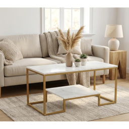 Alivio Single Shelf White Modern Industrial Coffee Table - Size: 50 x 48 x 100cm - Wilko - thumbnail 7