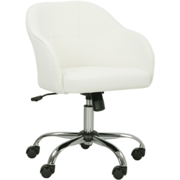 HOMCOM Fluffy Cream Height Adjustable Vanity Chair with Wheels - Size: Single - Wilko - thumbnail 3