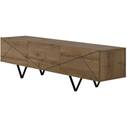 Decortie Jakomen 3 Door Dark Oak Effect Modern TV Unit - Size: 42.8 x 160 x 37cm - Brown - Wilko - thumbnail 3