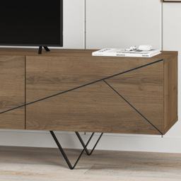 Decortie Jakomen 3 Door Dark Oak Effect Modern TV Unit - Size: 42.8 x 160 x 37cm - Brown - Wilko - thumbnail 4