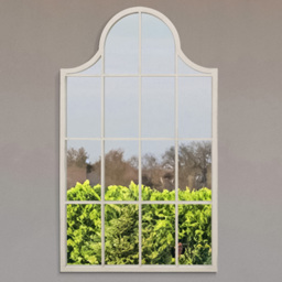 MirrorOutlet The Arcus White Framed Arched Garden Wall Mirror 104 x 62cm - Size: 104 x 62 x 3cm - Wilko - thumbnail 3