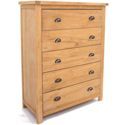 Cabinet Bits Lugo 5 Drawer Brown Brass Cup Handle Chest of Drawers - Wilko - thumbnail 4