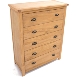 Cabinet Bits Lugo 5 Drawer Brown Brass Cup Handle Chest of Drawers - Wilko - thumbnail 5
