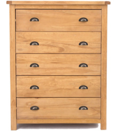 Cabinet Bits Lugo 5 Drawer Brown Brass Cup Handle Chest of Drawers - Wilko - thumbnail 3