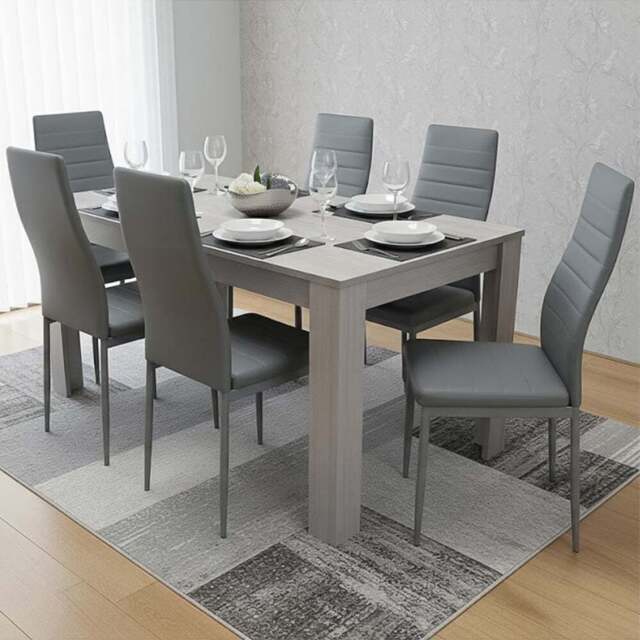 Portland Kosy Koala 6 Seater Modern Dining Set Grey - Wilko - image 1