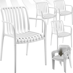 tectake Alcudia Set of 4 White Garden Chair - Size: 80.5 x 54.5 x 58cm - Wilko - thumbnail 3