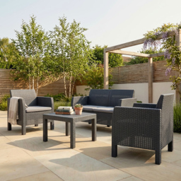 Matilde Conversation 4 Seater Black Rattan Patio Lounge Set - Wilko - thumbnail 5