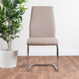 Furniturebox Arona Fortana 6 Seater Round Dining Set Cappuccino Beige and Chrome - Brown - Wilko - thumbnail 3