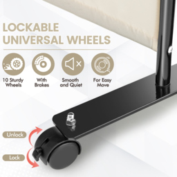 Costway 4 Panel White Folding Room Divider with Wheels - Size: 104 x 12 x 12cm - Wilko - thumbnail 6