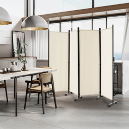 Costway 4 Panel White Folding Room Divider with Wheels - Size: 104 x 12 x 12cm - Wilko - thumbnail 4