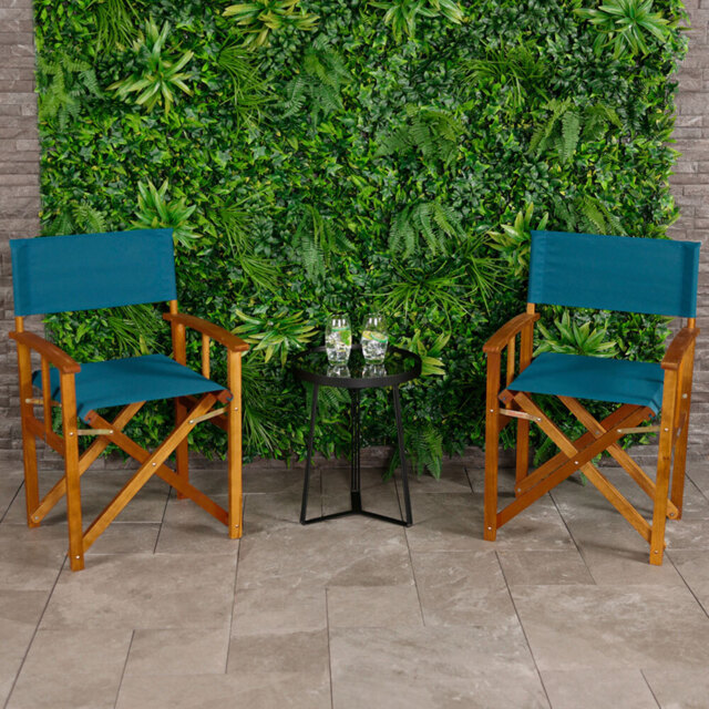 Charles Bentley Eucalyptus Pair Director Chairs Teal - Size: H85 x W55 x D54cm - Green - Wilko - image 1