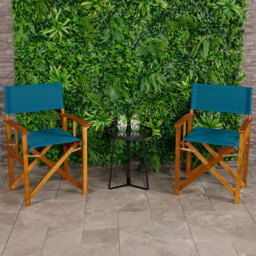 Charles Bentley Eucalyptus Pair Director Chairs Teal - Size: H85 x W55 x D54cm - Green - Wilko - thumbnail 1