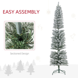 Everglow Snow Flocked Pencil Artificial Christmas Tree 7ft - Green - Wilko - thumbnail 7
