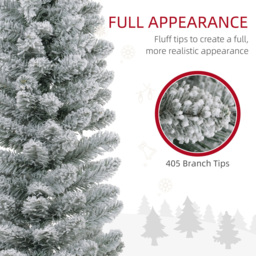 Everglow Snow Flocked Pencil Artificial Christmas Tree 7ft - Green - Wilko - thumbnail 6