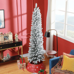 Everglow Snow Flocked Pencil Artificial Christmas Tree 7ft - Green - Wilko - thumbnail 3