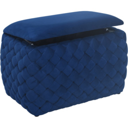 Artemis Home Plumeo Dark Blue Velvet Storage Ottoman - Size: 45 x 65 x 43cm - Wilko - thumbnail 3