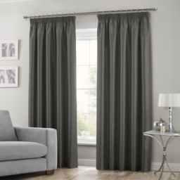 Intimates Faux Silk Charcoal Curtains 117 x 137cm - Size: W 117 x D 137cm - Grey - Wilko