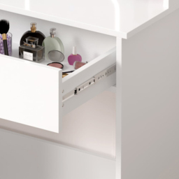 FurnitureHMD Single Drawer 4 Shelf White Wooden Dressing Table with Adjustable LED Mirror - Size: 140 x 85 x 40cm - Wilko - thumbnail 5