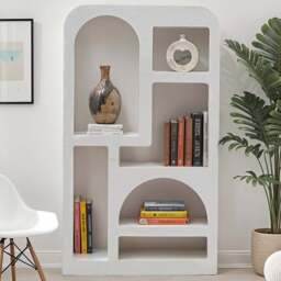 IH Design Udaipur 6 Shelf White Tall Bookcase - Size: 5 Shelf - Wilko - thumbnail 1
