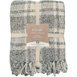 Allure Home Fashions Darwin Grey Chenille Checked Tartan Throw 125 x 150cm - Wilko - thumbnail 1