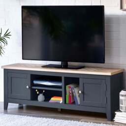 Julian Bowen 2 Door 3 Shelf Bordeaux Dark Grey TV Unit - Size: 40 x 150 x 62cm - Wilko