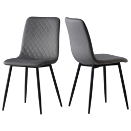 Lexi Set of 2 Grey Velvet Fabric Dining Chairs - MCC - Wilko - thumbnail 3