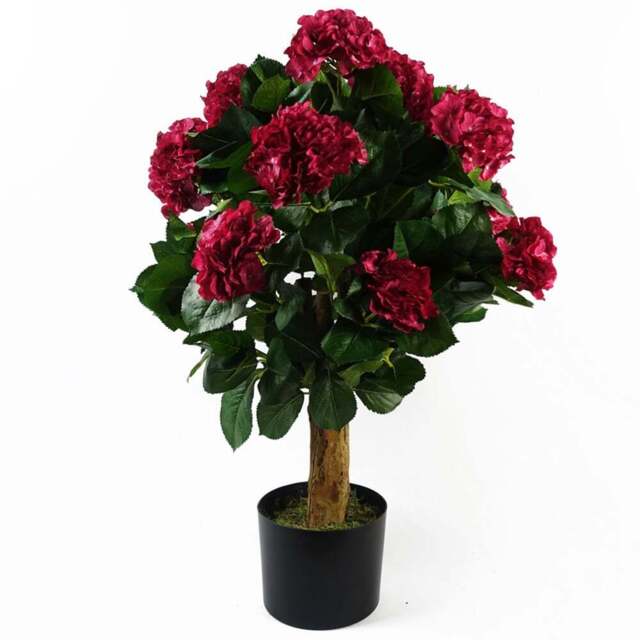 Leaf Pink Blush Hydrangea Artificial Plant in Pot 75cm - Size: 75 x 50 x 50cm - Green - Wilko - image 1