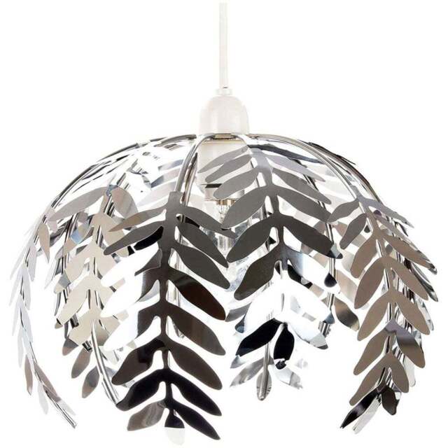 Happy Homewares Traditional Fern Leaf Design and Silver Chrome Finish Pendant Shade - Size: 17 x 28 x 28cm - Wilko - image 1