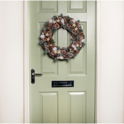 Samuel Alexander Frosted Christmas Wreath with Pine Cones and Wooden Stars 50cm - Size: 50 x 9 x 9cm - Multi - Wilko - thumbnail 7