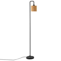 Living and Home Black Cylindrical Shade Floor Lamp - Size: 158 x 22 x 22cm - Wilko - thumbnail 1