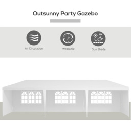Outsunny 9 x 3m White Party Tent Gazebo - Size: 3 x 9m - Wilko - thumbnail 6