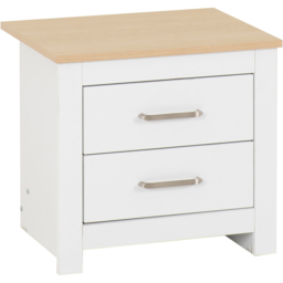 Seconique Portland 2 Drawer White and Oak Effect Bedside Table - Wilko - thumbnail 3