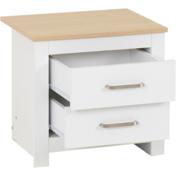 Seconique Portland 2 Drawer White and Oak Effect Bedside Table - Wilko - thumbnail 4