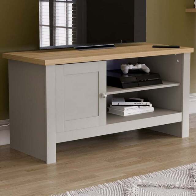 Vida Designs Arlington Single Door 2 Shelf Grey TV Unit - Size: 39 x 95 x 49cm - Wilko - image 1