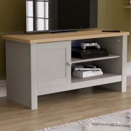 Vida Designs Arlington Single Door 2 Shelf Grey TV Unit - Size: 39 x 95 x 49cm - Wilko - thumbnail 1