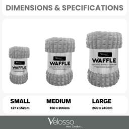 Velosso Silver Waffle Plush Throw 200 x 240cm - Size: 200 x 240 x 1cm - Wilko - thumbnail 5