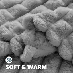 Velosso Silver Waffle Plush Throw 200 x 240cm - Size: 200 x 240 x 1cm - Wilko - thumbnail 4