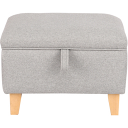 Living and Home Grey Linen Upholstered Storage Ottoman - Wilko - thumbnail 4