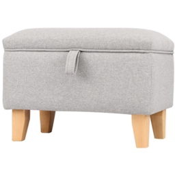 Living and Home Grey Linen Upholstered Storage Ottoman - Wilko - thumbnail 3