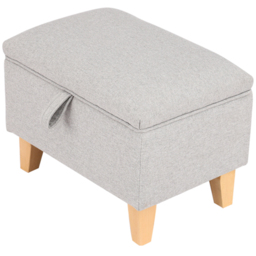 Living and Home Grey Linen Upholstered Storage Ottoman - Wilko - thumbnail 6