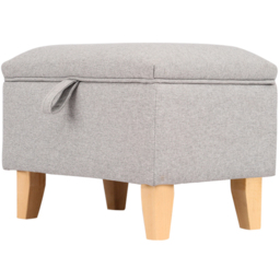 Living and Home Grey Linen Upholstered Storage Ottoman - Wilko - thumbnail 5