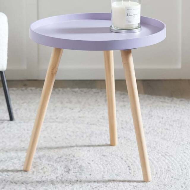 Pacific Lifestyle Halston Lilac Wood Veneer and Natural Pine Wood Side Table - Purple - Wilko - image 1