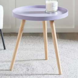 Pacific Lifestyle Halston Lilac Wood Veneer and Natural Pine Wood Side Table - Purple - Wilko