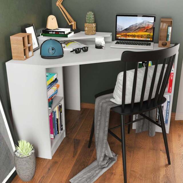 Decorotika Floating 4 Shelf Corner Computer Desk White - Size: 80 x 120 x 90cm - Wilko - image 1