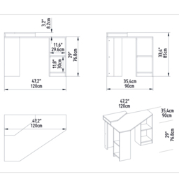 Decorotika Floating 4 Shelf Corner Computer Desk White - Size: 80 x 120 x 90cm - Wilko - thumbnail 6